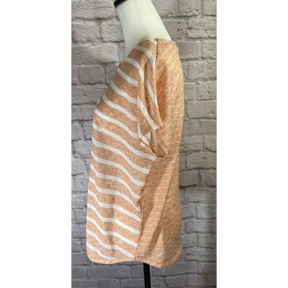 Weekends CHICOS Womens Shirt SZ 2 (L) Orange Striped Dolman Sleeve Top 8736 - Picture 3 of 6